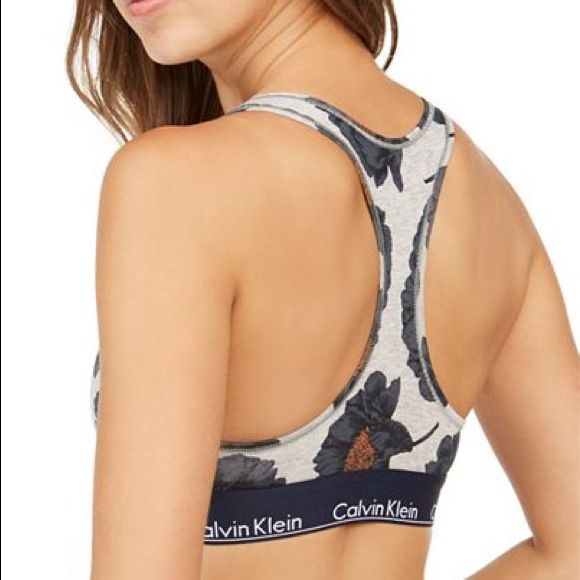 Calvin Klein Racerback Modern Cotton Floral Bra - Picture 3 of 8